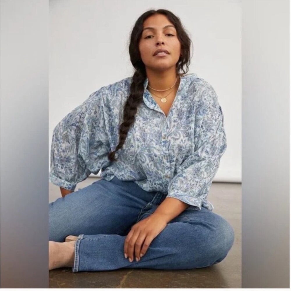 Anthropologie Pilcro Tavi Blue Blouse with Dolman Sleeves